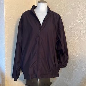 Lands End zip front jacket size XL lined 2 front zip pockets Navy washable